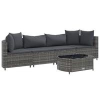 vidaXL 5-delige Loungeset met kussens poly rattan grijs, tuinset, tuinmeubel, terrasset, tuinbank, terrasmeubel, loungebank, loungeset tuin