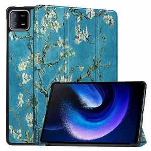 Xiaomi Pad 6/Pad 6 Pro Tri-Fold Series Smart Folio Case - Witte bloemen