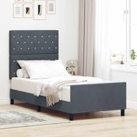 vidaXL Bedframe fluweel donkergrijs 90x190 cm