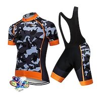 Voor heren Wielrenshirt met strakke shorts Korte mouw Bergracen Wegwielrennen Zwart Wit Rood Lapwerk camouflage Fietsen Sportoutfits UV-bestendig 3D-pad Ademend Sneldrogend Achterzak Polyester Spandex Lightinthebox