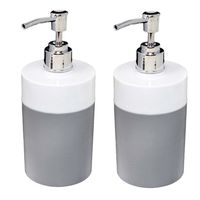 2x Stuks Zeeppompje/dispenser kunststof grijs/wit 8 x 17 cm