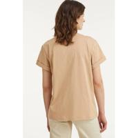 JOSH V T-shirt Teddy Together met tekst en borduursels beige