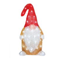 Kerstverlichting Led figuren voor buiten gnome/dwerg 19 x 22 x 44 cm met 60 lampjes helder wit - thumbnail