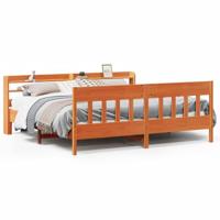 vidaXL Bedframe met hoofdbord massief grenenhout wasbruin 180x200 cm, bed, slaapkamermeubel, houten bed, tweepersoonsbed, houten bedframe, bedbodem