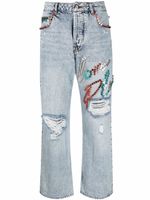 Philipp Plein jean ample à détails de clous - Bleu