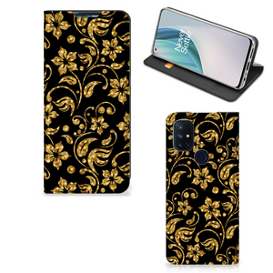 OnePlus Nord N10 5G Smart Cover Gouden Bloemen