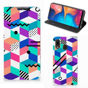 Samsung Galaxy A30 Stand Case Blokken Kleurrijk