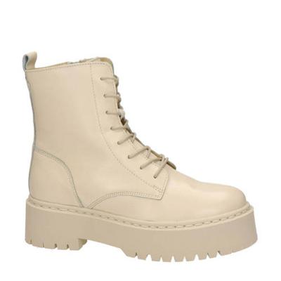 Nelson leren plateau veterboots ecru Nelson leren plateau veterboots ecru