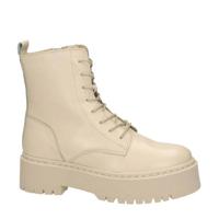 Nelson leren plateau veterboots ecru