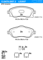 Remblokkenset, schijfrem ATE Ceramic ATE, u.a. für Opel, Vauxhall - thumbnail