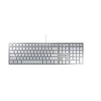 CHERRY KC 6000 SLIM, Ultraplat ontwerp toetsenbord, EU indeling (QWERTY), Bedraad (USB-A-aansluiting), Stille toetsen, Duurzame labeling, Zilver