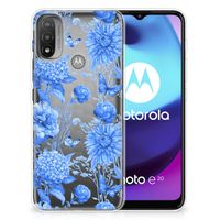 TPU Case voor Motorola Moto E20 | E40 Flowers Blue - thumbnail