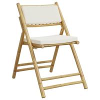 vidaXL Bistrostoelen 6 st inklapbaar met kussens bamboe crèmewit, tuinstoel, bistro stoel, loungestoel tuin, tuin stoel, terrasstoel, loungestoel