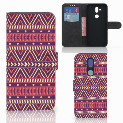 Nokia 8.1 Telefoon Hoesje Aztec Paars Nokia 8.1 Telefoon Hoesje Aztec Paars