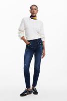 Bloemen denim broek - BLUE - 34 - thumbnail