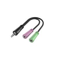 Hama Audio Jack Adapter (10 jaar garantie, 1 mannelijke 3,5 mm jackstekker, 2 vrouwelijke aansluitingen 3,5 mm, stereo, voor computer, MacBook, tablet, smartphone, zwart/groen/roze