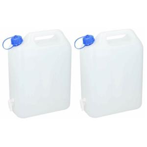 Jerrycan voor water - 2x - 20 liter - Kunststof - met kraantje en dop