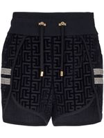 Balmain short en jean à motif monogrammé - Bleu - thumbnail