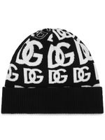 Dolce & Gabbana bonnet en cachemire à logo DG - Noir