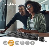 Nedis KBMCW100BKND Muis En Toetsenbord - Set Draadloos Muis- En Toetsenbordverbinding: Usb 800 / 1200 / 1600 Dpi Instelbare Dpi Qwerty Scandinavisch - thumbnail