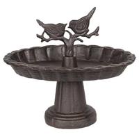 Clayre & Eef Vogelbad 24x19x22 cm Bruin Ijzer Rond Vogels