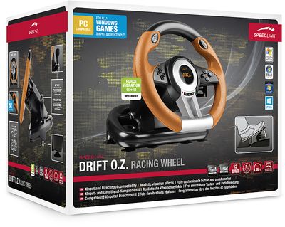 SPEEDLINK DRIFT O.Z. Zwart, Grijs, Oranje USB Stuurwiel + pedalen Analoog/digitaal PC