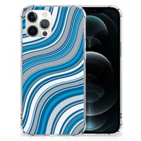 iPhone 12 Pro Max Doorzichtige Silicone Hoesje Waves Blue - thumbnail