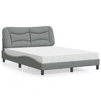 vidaXL Bed met matras stof lichtgrijs 120x200 cm, bed, bed ombouw, stoffen bed, bedbodem, 2-persoons bed, gewelfd bedframe, gewelfd stoffen bedframe