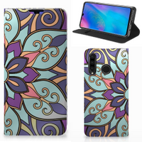 Huawei P30 Lite New Edition Smart Cover Purple Flower