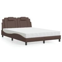 vidaXL Bed met matras kunstleer bruin 120x200 cm, bed, bed ombouw, tweepersoonsbed, bedbodem, slaapkamermeubel, 2 persoonsbed, logeerbed, houten bed