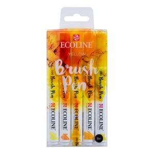 Brushpen Talens Ecoline set-geel blister ÃƒÆ’ 5 stuks ass