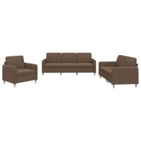 vidaXL 4-delige Loungeset met kussens stof bruin, fauteuil, 3-zitsbank, sofa, 2-zitsbank, bank, 2 zitsbank, zitbank, fauteuil stoel, 2 zits bank