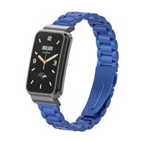 By Qubix - Metalen schakelband met case - Blauw - Xiaomi Smart band 7 Pro