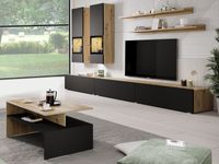 Tv-meubel set BABEL 5 deuren eik artisan/zwart zonder led met salontafel - thumbnail