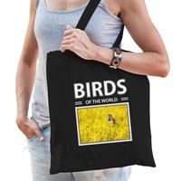 Katoenen tasje Blauwborst vogels zwart - birds of the world Blauwborst vogel cadeau tas