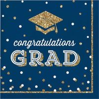 Servetten 'Congratulations Grad' Blauw Glitter (16st)