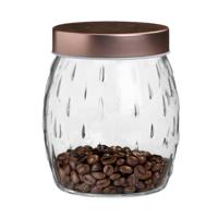 Voorraadpot/bewaarpot Beau - 2L - glas - koperen deksel - D13 x H22 cm