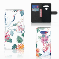 LG V40 Thinq Telefoonhoesje met Pasjes Bird Flowers