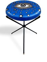 Les-Ottomans tabouret en fer à motif peint à la main - Bleu