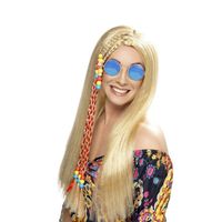 Dames Flower Power Hippie Sixties verkleed set pruik en bril - thumbnail