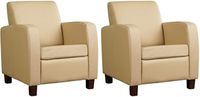 Set van 2 Bruine leren landelijke fauteuils Joy - poot hout bruin - Toledo Leer Kalahari (bruin leer) - thumbnail