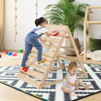 Dubbelzijdige Klimdriehoek Houten Klimspeelgoed met Gekleurde Rotsen en Klimladders Montessori Klimdriehoek voor Kinderen van 3-8 Jaar - thumbnail