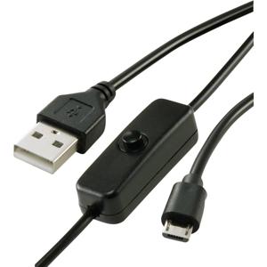 Renkforce Stroomkabel Raspberry Pi, BBC micro:bit [1x USB-A 2.0 stekker - 1x Micro-USB 2.0 B stekker] 1.00 m Zwart Incl. in/uit-schakelaar