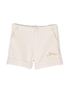 Moschino Kids logo-embroidered piqué shorts - Tons neutres