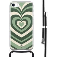 iPhone 8/7 hoesje met koord - Hart groen swirl