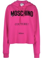 Moschino hoodie crop à logo imprimé - Rose - thumbnail