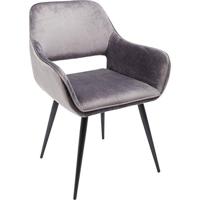 Kare Design San Francisco, armleunstoel, eetkamerstoel, loungestoel, elegante stoel met armleuningen, fluweel, grijs, (H/B/D) 82 x 58,5 x 61 cm