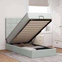 vidaXL Ottoman bed met matrassen en LED's 90x200cm fluweel lichtgrijs, bedframe, ottoman bedframe, bedframe met opbergruimte onder het bed