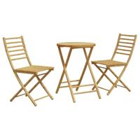vidaXL 3-delige Bistroset bamboe, loungeset, loungeset tuin, loungeset buiten, tuinset, terrasset, tuinset lounge, tuin loungeset, terrasmeubelset