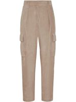 Brunello Cucinelli pantalon en daim à coupe droite - Marron